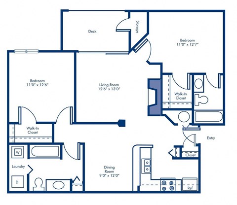 a floor plan of a two bedroom apartment with a loft